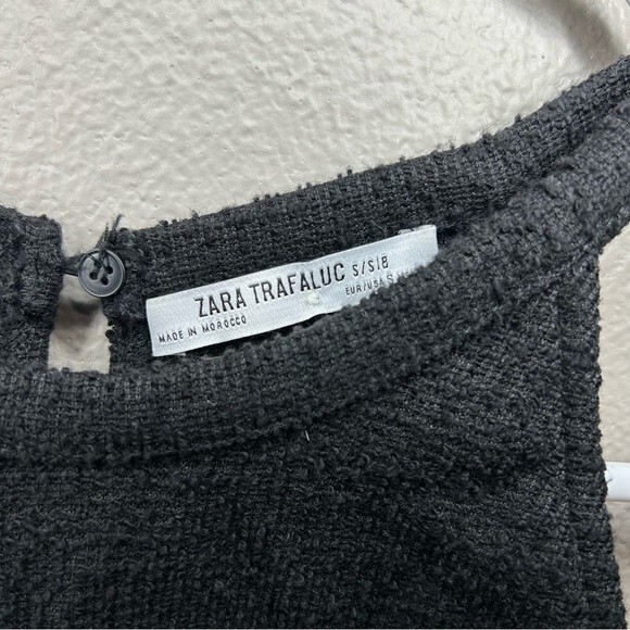 Zara Trafaluc black tweed halter top with fringe hem women's size small - Picture 8 of 8